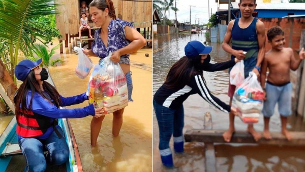 Mão amiga:  Deputadas Antonia e Jéssica Sales levam  ajuda  humanitária para famílias atingidas pela cheia dos rios acreanos